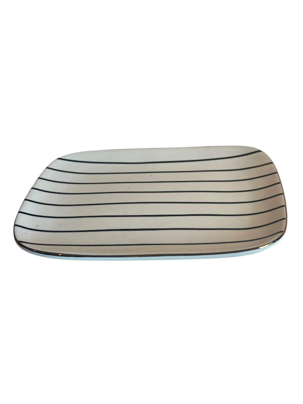 Thyme & Table Black Striped Rectangular Stoneware Plate Microwave & Dishwasher